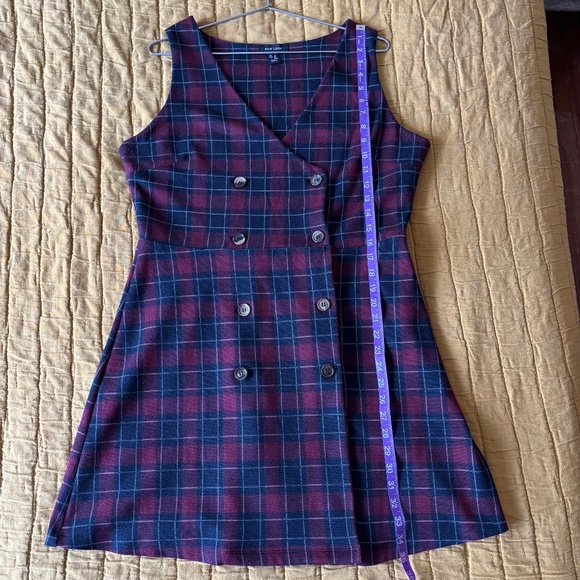 Double-Breasted Plaid Pinafore Dress by New Look - Picture 6 of 7